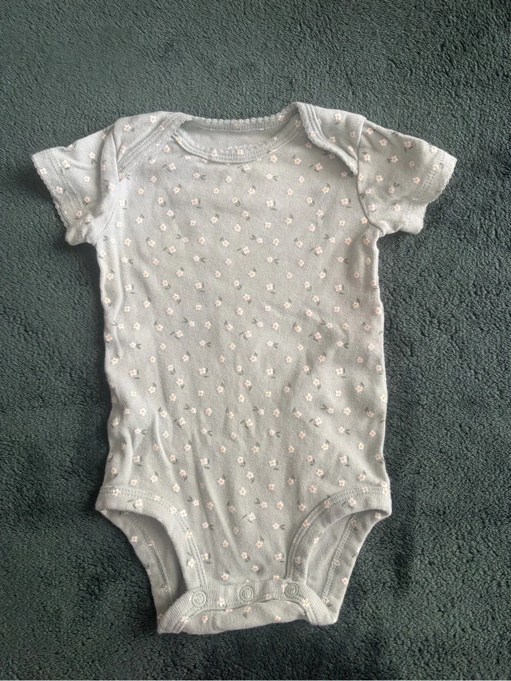 Carter's Light Gray One-Piece Bodysuit with Pink Floral Dots